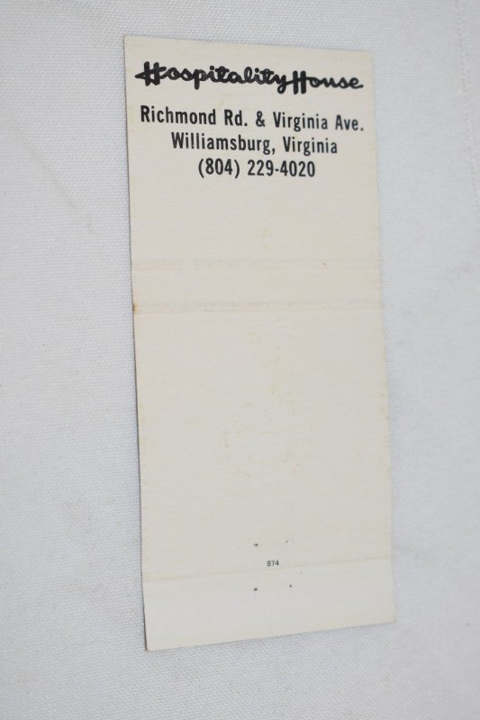 Hospitality House Pineapple Williamsburg Virginia 30 Strike Matchbook Cover