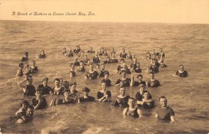 A Bunch of Bathers CORPUS CHRISTI, TEXAS Swimming Scene 1910s Vintage Postcard