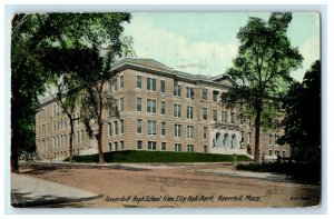 c1911 High School from City Hall Park, Haverhill, Massachusetts MA Postcard 