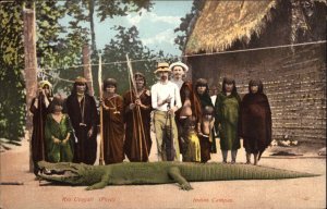 Native Indigenous People & Dead Alligator Rio Ucayali Peru Indios Campas PC