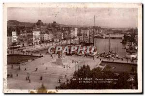 Old Postcard Le Havre Place Gambetta and Bassin Du Commerce