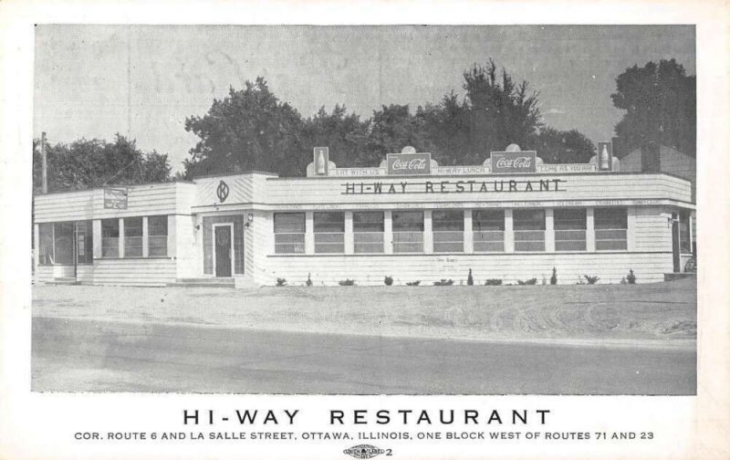 Ottawa Illinois Hi-Way Restaurant Vintage Postcard AA17293