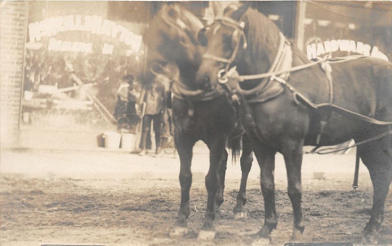 F42/ Occupational RPPC Postcard c1910 Hardware Store Horse Team 24