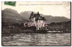 Old Postcard Savoie Lac d & # 39Annecy Menthon Pavilion Flowers and debarcadere