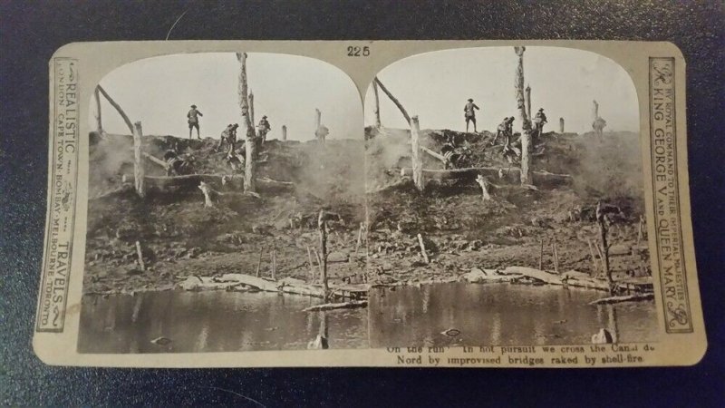 WWI, On the run, in hot pursuit we cross the Canal du nord, bridge shell fire