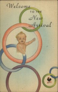 Baby Birth Annoucement New Arrival Welcome NICE LINEN Postcard