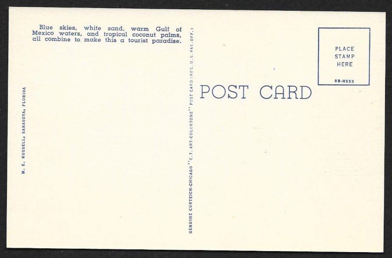 Tropical Fort Myers Beach Florida Unused c1948
