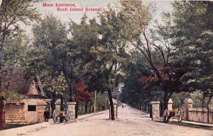 ROCK ISLAND ILLINOIS LARGEST UNITED STATES ARSENAL MAIN ENTRANCE POSTCARD c1910