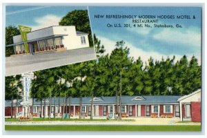 c1940's Hodges Motel Exterior Roadside Statesboro Georgia GA Unposted Postcard