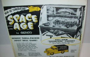 Space Age Arcade Game FLYER Genco 1958 Original NOS Vintage Ephemera Art Sheet