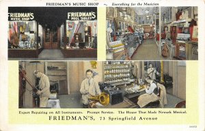 Newark New Jersey 1930s Postcard Friedman's Music Shop Multiview Instruments