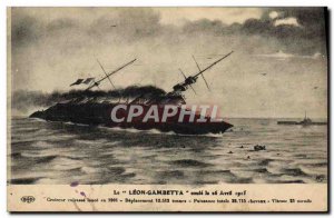 Old Postcard The Boat Leon Gambetta runs April 26, 1915