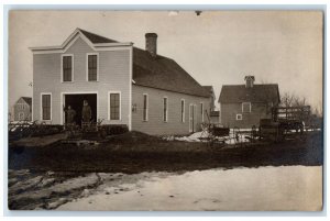 c1910's Men Blacksmith Workers Houses Scene RPPC Photo Unposted Antique Postcard