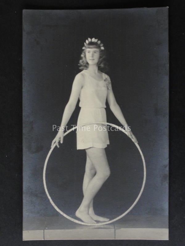 Sports YOUNG WOMEN & RHYTHMIC GYMNASTIC HOOP c1920's RP Plain Back Postcard