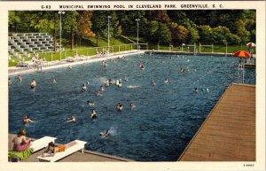 Greenville, SC South Carolina  MUNICIPAL POOL~CLEVELAND PARK  ca1940's Postcard