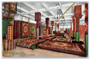 1910 Rug Store Interior Advertising Chicago Illinois IL Posted Antique Postcard