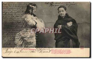 Fancy Old Postcard The forbidden fruit Dear peti cousin (children fishing)