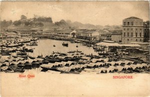 PC CPA SINGAPORE, BOAT QUAI, VINTAGE POSTCARD (b4268)