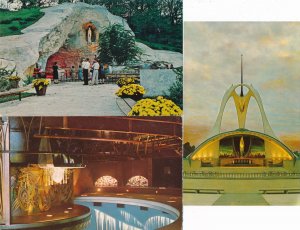 (3 cards) Our Lady of Snows Belleville IL Illinois Shrine Grotto Altar pm 1967