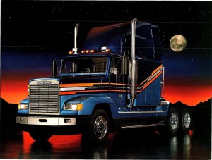 1988 Freightliner Conventional Semi Truck Postcard Moon Ad Big Rig Collectible