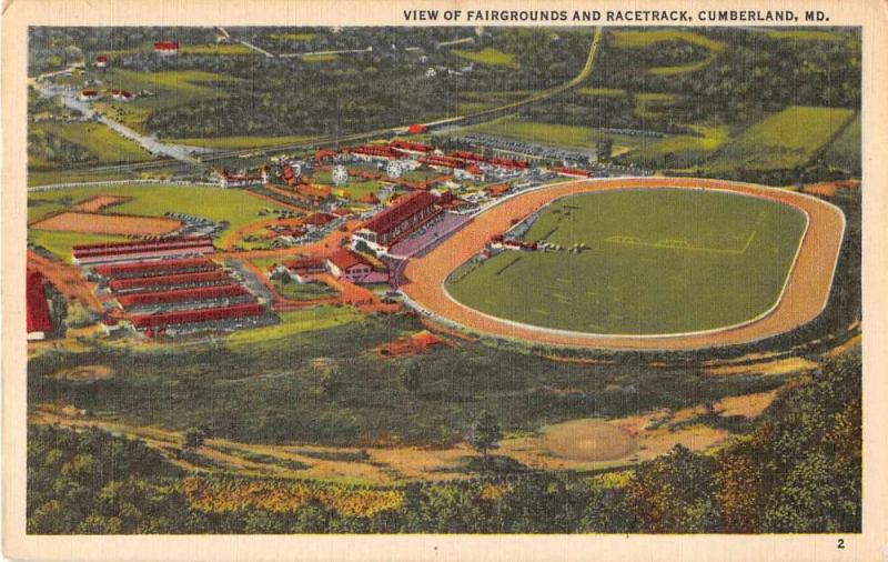 Cumberland Maryland View of Fairgrounds and Racetrack Antique Postcard J51582