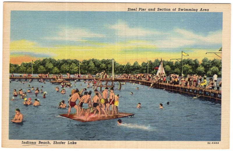 Steel Pier and Section of Swimming Area, Indiana Beach, Shafer Lake