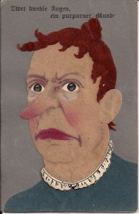NOVELTY PC Angry Woman w Felt Fabric, Cellulite Jewelry 1925