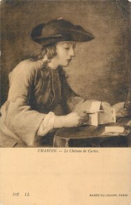Fine art postcard painting Chardin le chateau de Cartes Louvre