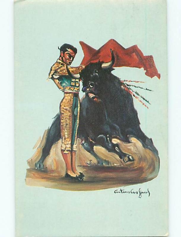 Matador Bull Fight Red Cape Swords Juarez Chih Ayudado Alto  Postcard # 6698