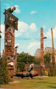 Thunderbird Park Victoria BC Totem Poles Indigenous Vintage Postcard D95 *As Is