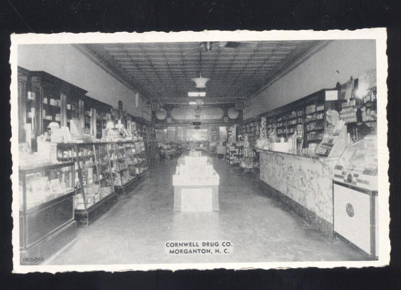 MORGANTON NORTH CAROLINA CORNWELL DRUG STORE INTERIOR VINTAGE POSTCARD NC