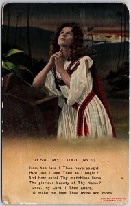 1911 Lady Praying Prayer To Jesus, Our Lord Religious Act Posted Postcard