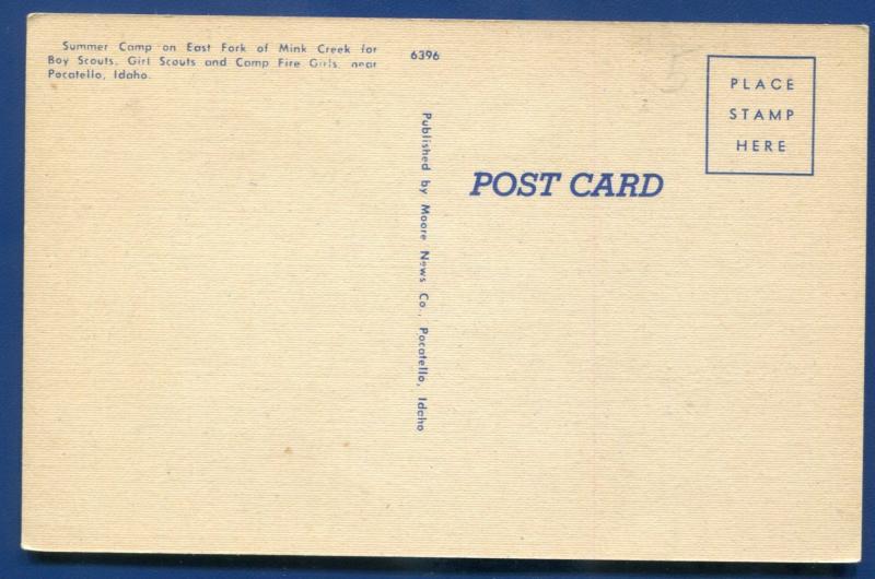 Boys Girls Scout Camp Tendoy Near Pocatello Idaho id linen postcard