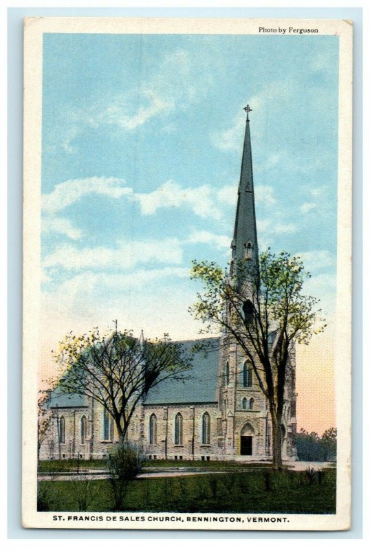 1921 St. Francis De Sales Church Bennington Vermont VT Vintage Postcard 