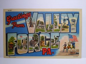 Greeting From Valley Forge Large Letter Postcard Pennsylvania Linen Curt Teich