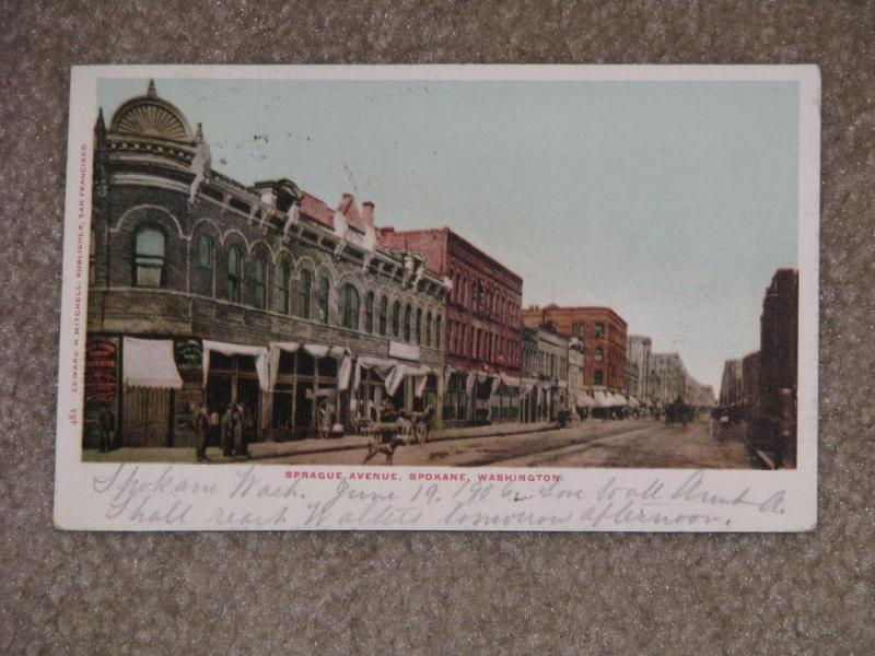 Sprague Avenue, Spokane, Washington, R.P.O., 1906, used vintage card