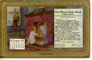 GALENA KANSAS THE MINERA STATE BANK ADVERTISING POSTCARD '12