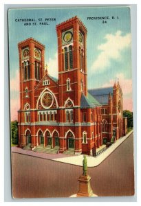 Vintage 1940's Postcard Cathedral St. Peter & St. Paul Providence Rhode Island