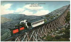 Mt Washington Cog Railroad Steam Train Jacob's Ladder Oversized Postcard