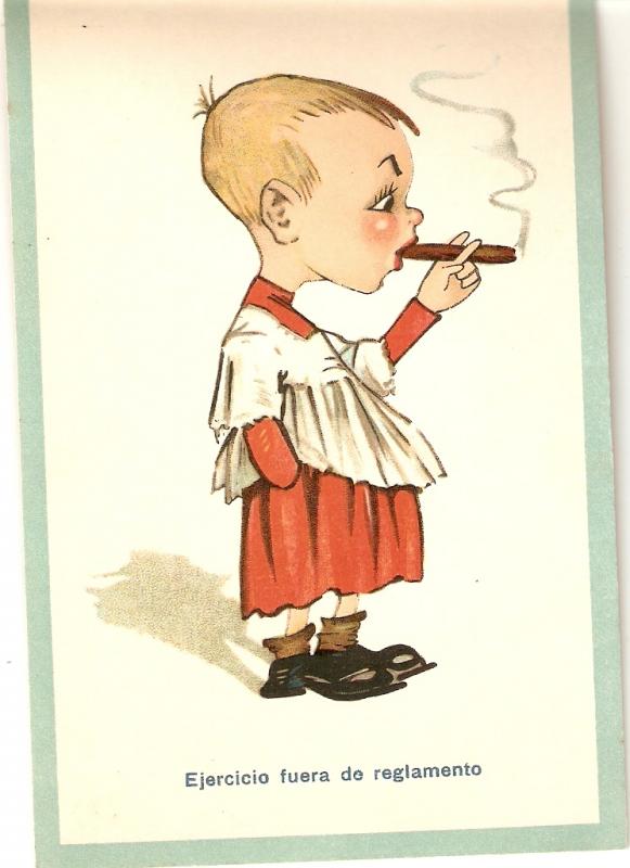 \Boy with cigar\ nice humorous Spanish Postcard