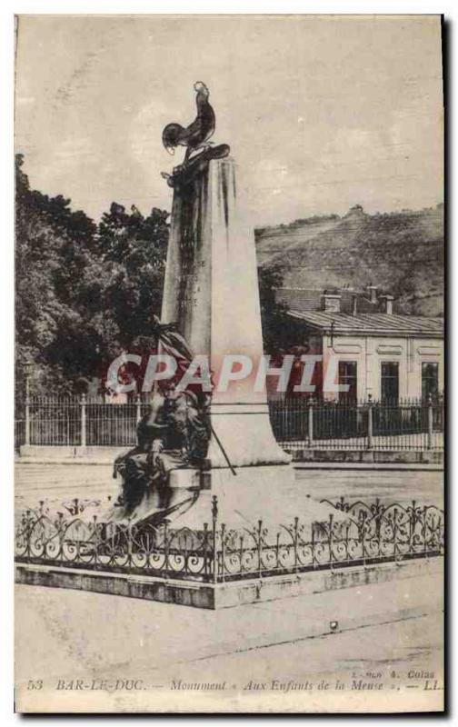 Postcard Old Army War of 1870 Bar le Duc Monument To the children of the Meuse