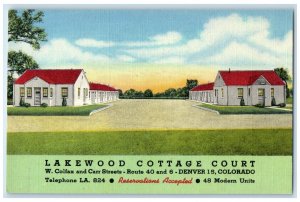 c1940 Lakewood Cottage Court Colfax Carr Sts. Denver Colorado Vintage Postcard