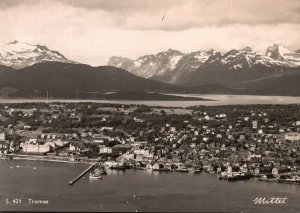 Postcard Panoramic View Of The Mountains And Residences Tromso Mittet Norway