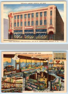 2 Postcards CHICAGO, IL ~ Chee Wo Tong Co. CHINESE EMPORIUM GIFT SHOP Interior