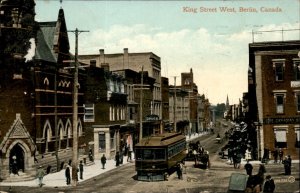 Berlin Ontario Now Kitchener King Street West c1910 Vintage Postcard