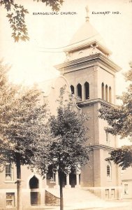 Elkhart Indiana Evangelical Church Real Photo Vintage Postcard AA54580