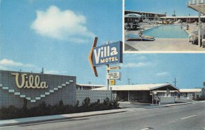 Fresno, California VILLA MOTEL Swimming Pool 1960s Roadside Vintage Postcard