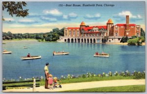 Chicago Illinois 1940s Postcard Boat House Humboldt Park