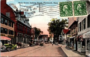 USA Main Street Looking North Plymouth Massachusetts Vintage Postcard 09.72