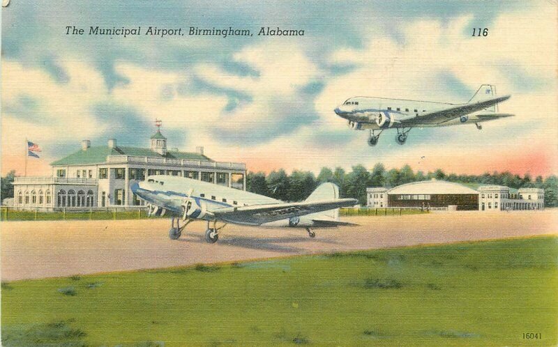 Birmingham Alabama Municipal Airport Postcard Merchants Colorpicture 11260